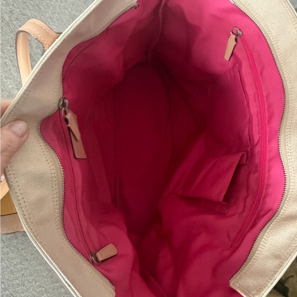 Coach Beige and Pink Canvas/leather Weekender Tote 20x15 Includes Triple hangtag - Picture 10 of 15
